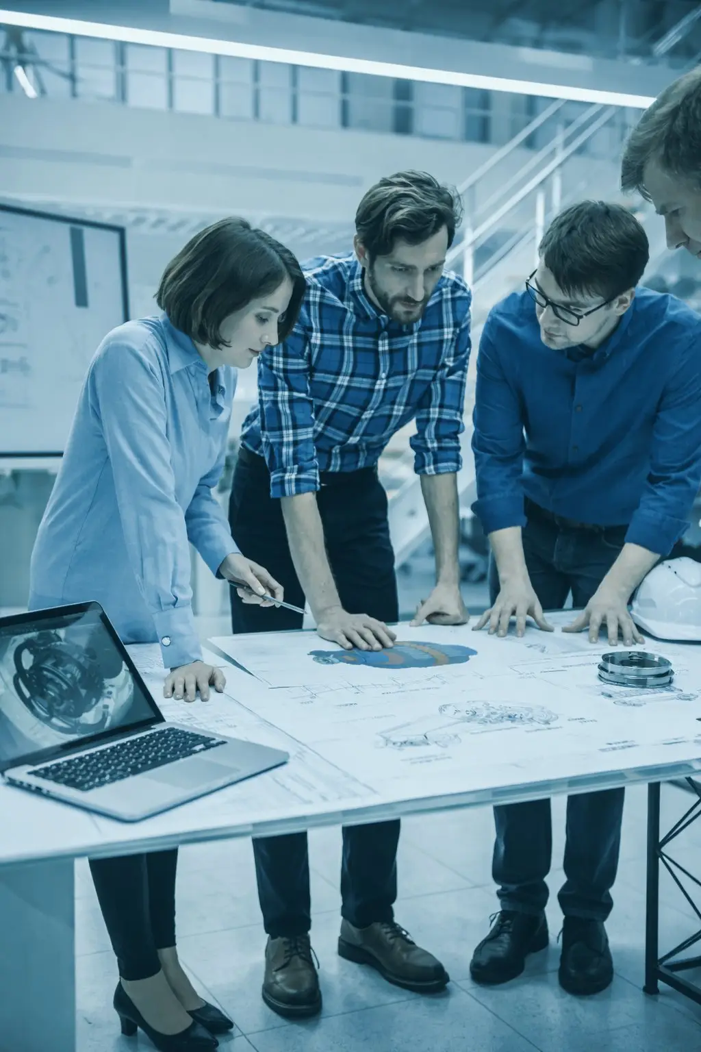 CMT team collaborating over drawings